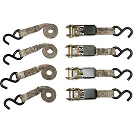 RPS Outdoors SI-2067 Mossy Oak Break-Up Infinity Camo 1" x 8' Ratchet Tie Down Straps (300 lb Safe Working Load / 900 lb Tension Strength), 4 Pack