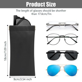 Etercycle Soft Eyeglass Case, 2 Pcs Travel Sunglass Cases Portable Squeeze Top Leather Glasses Bag for Women Men(Black, Brown)