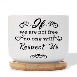 DecStic If We are Not Free, No One Will Respect Us Ceramic Planters Bible Verse Pots for Plants with Drainage Holes and Saucers Pot for Home Office Desk Garden