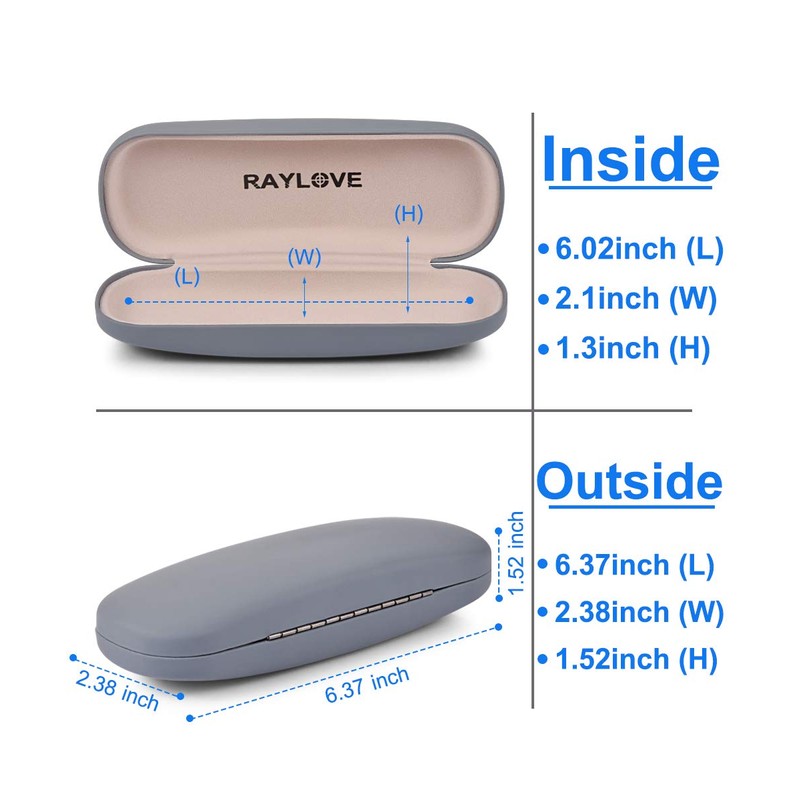 RayLove Unisex Hard Shell Eyeglasses Cases, Protective Case For Glasses(2Black+1Grey)