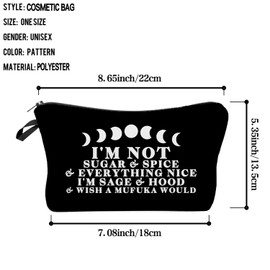 Livel lhood I'M Not Sugar Spice Makeup Bag Cute Small Organizer Zipper Pouch Moon Phase Witch Cosmetic Bag Birthday Present for Women Friends, hzz18079, Small