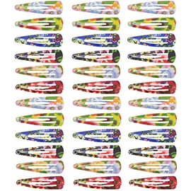 Zac's Alter Ego Set of 36 Assorted Floral Print 5cm Metal Sleepy Clips/Snap Hair Clips