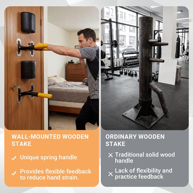 Silipull Wall Mounted Wing Chun Dummy, Wooden Adjustable Portable Martial