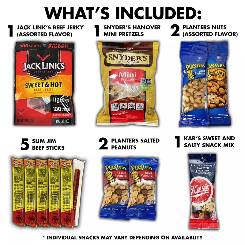 Fun Flavors Box Beef Jerky Nuts Care Package, Low Carb