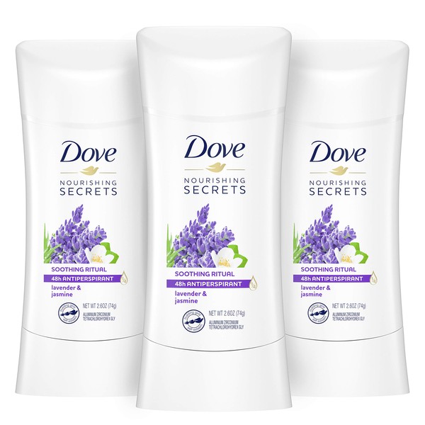 Dove Nourishing Secrets Antiperspirant Deodorant Stick for Women Lavender & Jasmine for 48 Hour Underarm Sweat Protection And Soft And Comfortable Underarms, 2.6 Fl Oz (Pack of 3)