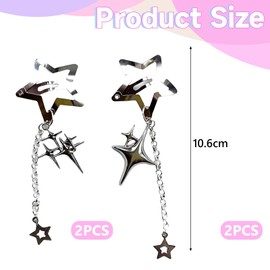 Yeomju Star Hair Clips, Set of 2, Cute Y2K Accessories for Women, Durable Metal Glitter Snap Hair Clips for Everyday and Special Occasions