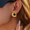 Freekiss Black Square Stud Earrings for Women, Chunky Gold Geometric