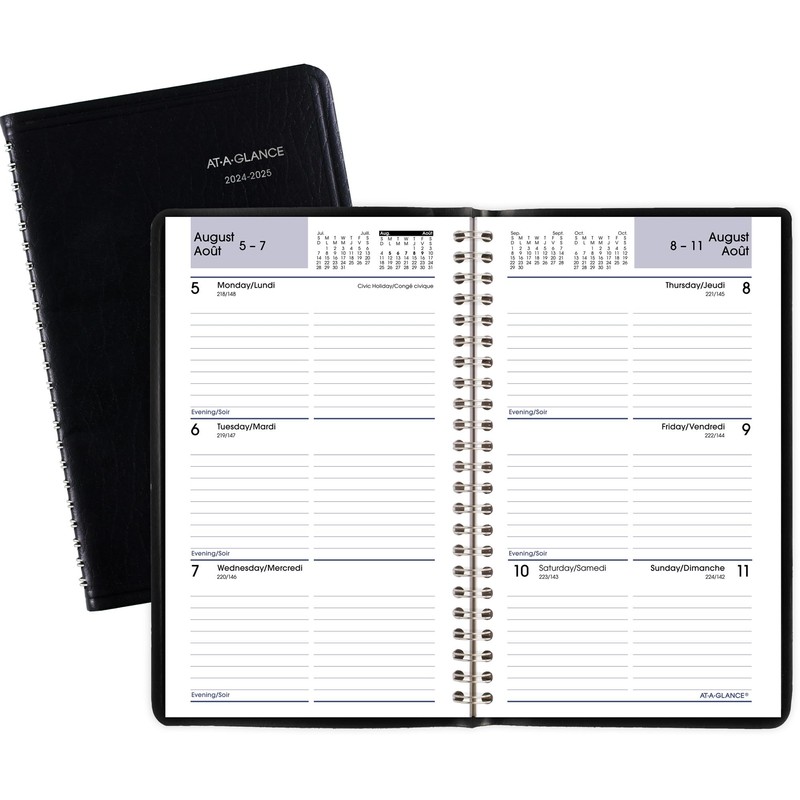 AT-A-GLANCE (DayMinder) Desk Weekly Academic Planner, Assorted Colours, Bilingual (AY41F1025)