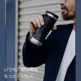 GLACIAL Vacuum Insulated Tumbler, Stainless Steel, Hot or Cold Insulated, 11.8 fl oz (350 ml) with Slide Lid (Black Marble)