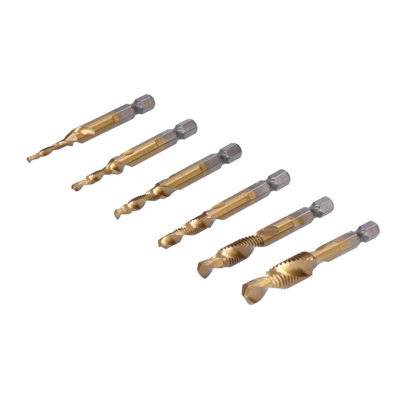 6Pcs Hex Shank Drill High Speed Steel Tap Chamfer Spiral