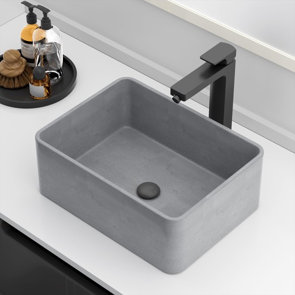 Vessel Sink 16"X12" Concrete Bathroom Sinks Rectangular Vessel Sinks for