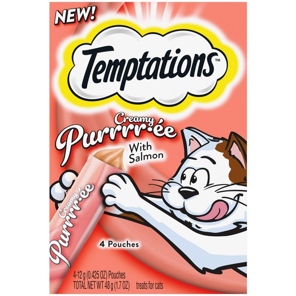 New! Temptations Creamy Purrrr-ee lickable purée cat treats, 44 pouches,