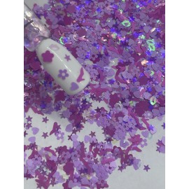 Kiss Pink Purple Flower Kiss Heel Heart Nail Glitter | 1 TSP | Gel Nail Art & Acrylic