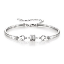 Clearine Wedding Bridal Octagonal Charming Bracelet Cubic Zirconia Jewellery for Women Brides Clear Silver-Tone