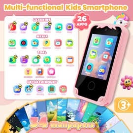 Kids Phone for Girl Toys, Kids Camera Toy Smart Phone Birthday Gifts Toddler Ages 2, 3, 5, 7, 8, 10 Year Old, Educational Learning Toys with 2.8" Touchscreen, Music Player, Video Player, Game (Pink)