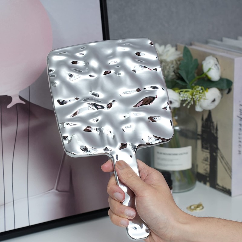 YCHMIR Hand Held Mirror Electroplate Mirror Sliver, Square 9 x5.1