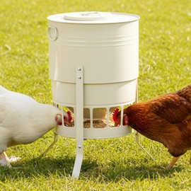 KOL Metal Chicken Feeder 50lbs Capacity with 16 Feeding Ports