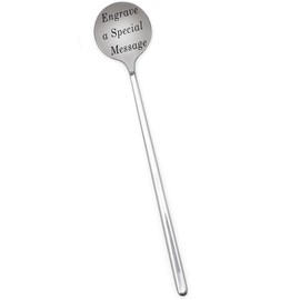 Personal Engraved Tea Spoon - Engrave Anything on the Handle and Mouth - Makes a Great Gift for Anniversary, Best Friend, Wedding, Couples, House Warming and More (Silver)