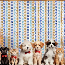 AimtoHome Blue Orange Party Decorations - 2 Packs Dog Paw Foil Fringe Streamers Curtains for Boys Girls Birthday Backdrop Decorations, Photo Booth Prop (3.3x6.6 ft)