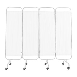 CNCEST 4-Panel Medical Privacy Screen with Wheels, Mobile Medical Privacy Screen Room Divider - Privacy Screens, Flame Retardant Vinyl, Easy Fold Storage (White)