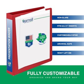 Samsill 1 Inch 3 Ring Binders, Made in USA, Economy Round Ring, Clear View Cover, 200 Sheet Capacity - for School, Home, Office - Red, 4 Pack