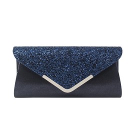 Syrads Women's Pochette Glitter Clutch Bag, Evening Bag, Fashionable Shoulder Bag, Elegant Envelope Shoulder Bags, navy, Elegant