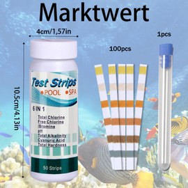 Test Strips Aquarium, Aquarium Accessories for Regular Water Quality Control, Nitrite Test Strips, 100 Pieces Including 2 Test Tubes, Water Test for Aquariums