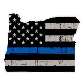 CustomDecal US Oregon State (U38) Cop Thin Blue Line Vinyl Yeti Tumbler Decal Sticker