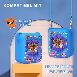 MOWYEOK Protective Case for Bitzee Interactive Toy Digital Pet, Protective Case with Animal Print, Compatible with Accessories of the Bitzee Interactive Toy Digital Pet, with Lanyard (Blue)