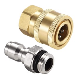 uxcell Garden Hose Brass Quick Connect Set M14x1.5 Male & Female Thread Stainless Steel Fittings Water Hose Connectors Pressure Washer Adapter