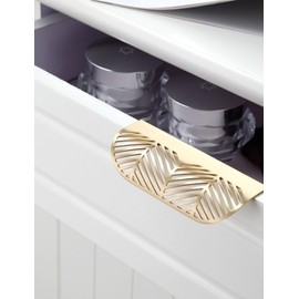 Susenya Kitchen Cabinet Pulls Leaf Pulls C to C 3.78" Cabinet Pull Curved White Brass Pulls with Mounting Screws Pull Edge Cabinet Handle 2pcs