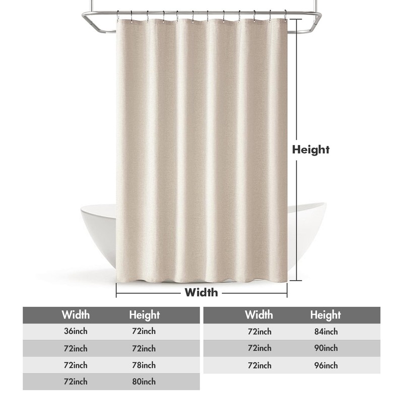 MIULEE Extra Long Linen Shower Curtain 84 Inch Long with
