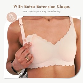 MomWills Nursing Bras for Breastfeeding, Seamless Ultra Comfort Maternity Bra, Natural Shape Wirefree Push Up Bras for Womens, Pregnancy Sleep Bralette，3Pack