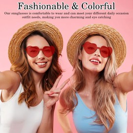 KQNBI Heart Glasses 12 Pairs Heart Shaped Sunglasses Rimless Sunglasses Bulk for Women Valentines Bachelorette Party Favor