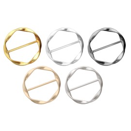 Yolev 5PCS Shirt Clips for Women T-Shirt Tie Clips Silk Scarf Ring Clip, Clothes Corner Knotted Button, Metal Round Circle Clip Buckle Clothing Ring Wrap Holder for Women Girls