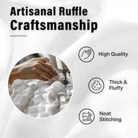 Seasonwood White Ruffle Shower Curtain Farmhouse Shower Curtain 72 X 72inch Vintage Shower Curtains with Buttons & White Ruffles for Bathroom Bathtubs Decor Accessory