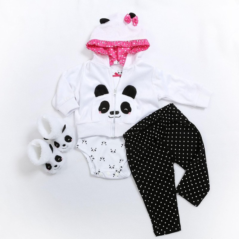 【Panda 4pcs Set 】 Reborn Baby Dolls Clothes 20 inch