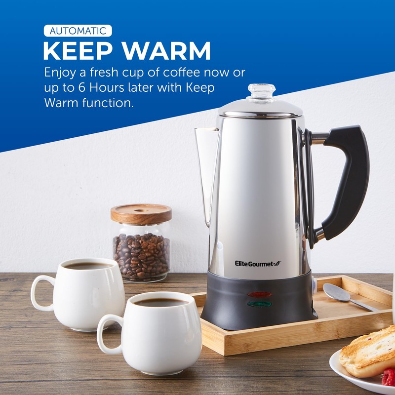 Elite Gourmet EC922 Electric Coffee Percolator, BPA Free, Keep Warm,