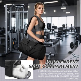Gym Bag Womens Mens with Shoes Compartment,Wet Pocket,Sport Gym Tote Bags Travel Duffel Bag, Weekend Overnight Carry on Bag