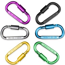 Carabiner, D-shaped Carabiner, Set of 6, Locking Carabiner, Carabiner Snap, Keychain, Small Carabiner, Stylish, Carabiner Hook, Outdoor Equipment, Camping Equipment, Fall Prevention, Durable,