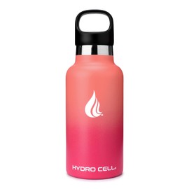 HYDRO CELL Stainless Steel Water Bottle with Straw & 2 Standard Mouth Lids (32oz 24oz 20oz 16oz) Keeps Liquids Hot or Cold w/Double Wall Vacuum Insulated Leak Proof Sport Design (Coral/Punch 16oz)