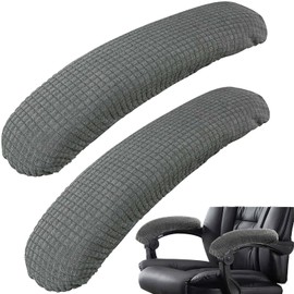 2 Pcs Office Chair Arm Cover, Armrest Slipcover Pads Chair Armrest Covers, Armrests Protector Cushion Cover, Stretchable Polyester Protector Covers for Universal Office and Gaming Chairs (Grey)
