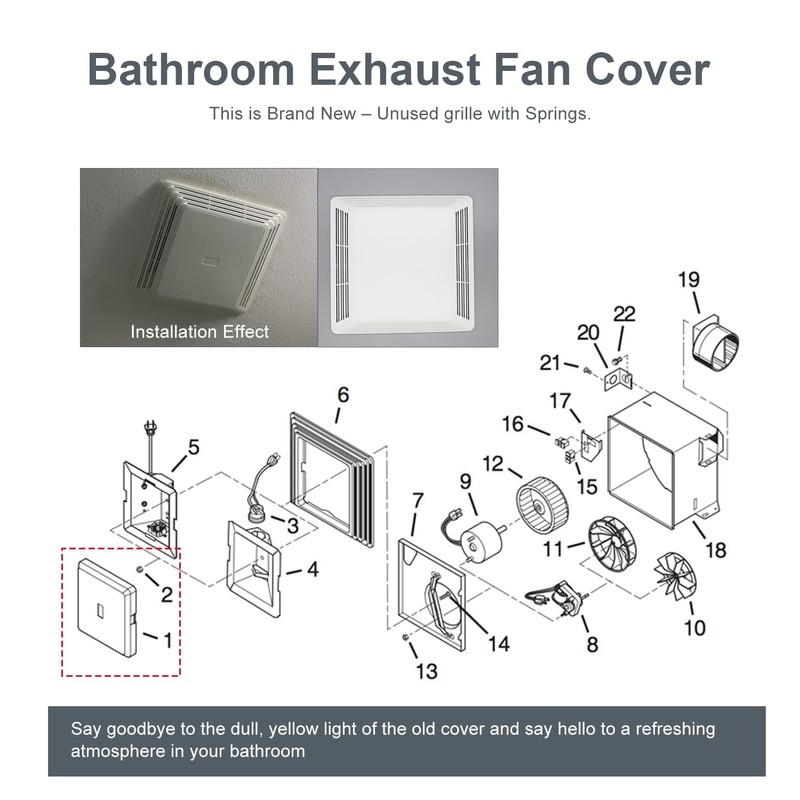 S97013576 Replacement Bathroom Fan Cover Grille for Broan NuTone Models