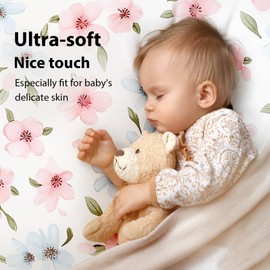 FIEMOL Next to Me Crib Sheets 85x51cm Fitted, 3 Pack Baby Cot Sheets, Ultral Soft & Silky Smooth Microfiber Bedside Crib Fitted Sheets Pink Butterfly Flower