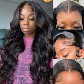 13x6 Body Wave Human Hair Lace Front Wigs180% Density HD Lace Frontal Wigs Human Hair Pre Plucked Body Wave Lace Front Wigs for Women with Baby Hair Black Color 20Inch
