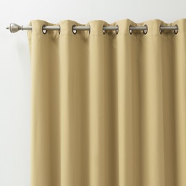 Best Home Fashion Wide Width Thermal Insulated Blackout Curtain - Antique Bronze Grommet Top - Wheat - 100" W x 84" L - (1 Panel)