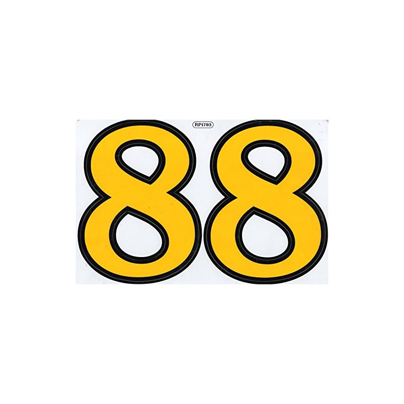 1 Sheet - 2 x Large Number 8 Yellow Height