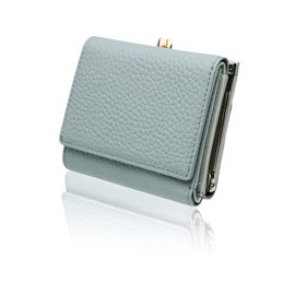 LASIEM Genuine Leather Women's Mini Wallet with Coin Pocket, Three-Fold Wallet, Skimming Prevention, Bicolor