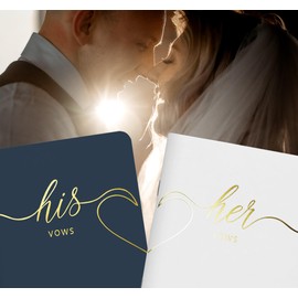 LSSH GmbH Wedding Vow Books,Original Vow Books His and Hers,Perfect Wedding Essentials for Your Wedding Day,28 Pages, 5.5" X 4" (Navy & White)