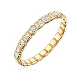 Glanzstücke München Women's Ring 925 Sterling Silver Yellow Gold-Plated with White Zirconia Silver Ring Gold-Plated Band Ring, Cubic Zirconia